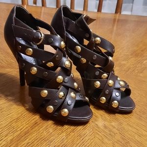 Wild Diva Brown Studded Heals